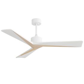 52 Inch Unique Design Ceiling Fan Without Light 3 Solid Wood Blade with DC Motor Remote Control