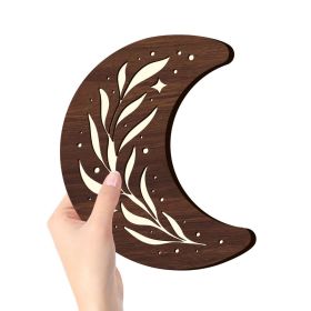 Bohemian Style Three-dimensional Wooden Leaf Crescent Lamp Pendant (Option: Battery box model-OPP)