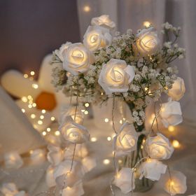 LED Rose Small Colored Lights Indoor (Option: Rose White-150cm10 Lamp Battery)
