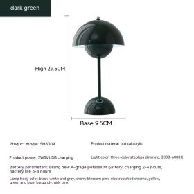 Rechargeable Bud Atmosphere Table Lamp Bedside Decorative Lamp (Option: Charging Three Colors 2W-Dark Green)