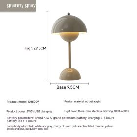 Rechargeable Bud Atmosphere Table Lamp Bedside Decorative Lamp (Option: Charging Three Colors 2W-Granny Grey)