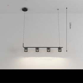 Dining Room Chandelier Modern Simple Personality Art Bedroom Bedside Chandelier (Option: Black-4heads-Stepless dimming)
