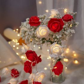 LED Rose Small Colored Lights Indoor (Option: Rose White Red-150cm10 Lamp Battery)