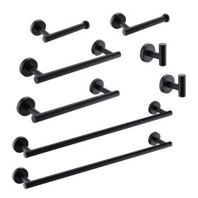 8 Pieces Bathroom Hardware Accessories Set Towel Bar Set,Wall Mounted,Premium Stainless Steel (Color: Black)