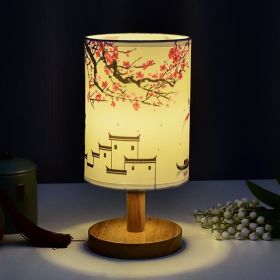 Cozy Table Lamp Bedroom Bedside Chinese Style Literary Decoration B & B Led Night Simple (Option: Warm Light Electrodeless-Hongmei)